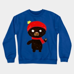 cartoon waving black bear Crewneck Sweatshirt